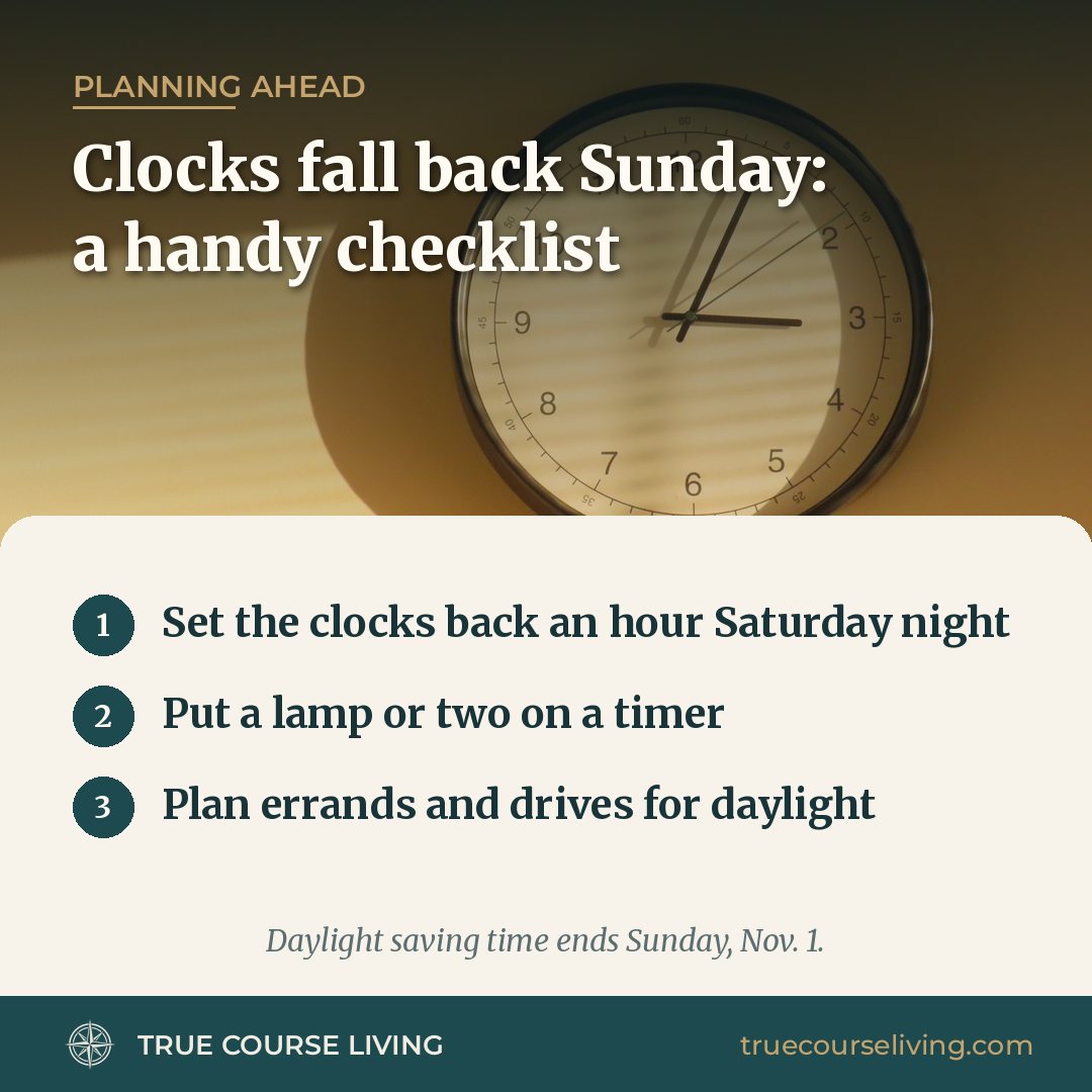 Tip card: Clocks Fall Back Sunday: A Handy Checklist
