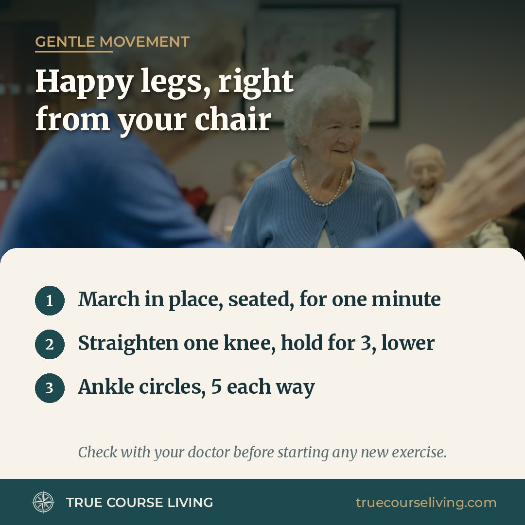 Tip card: Happy Legs: Three Easy Moves From Your Chair